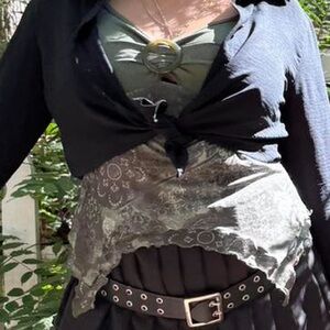 SHEIN Black and Green Layered Blouse